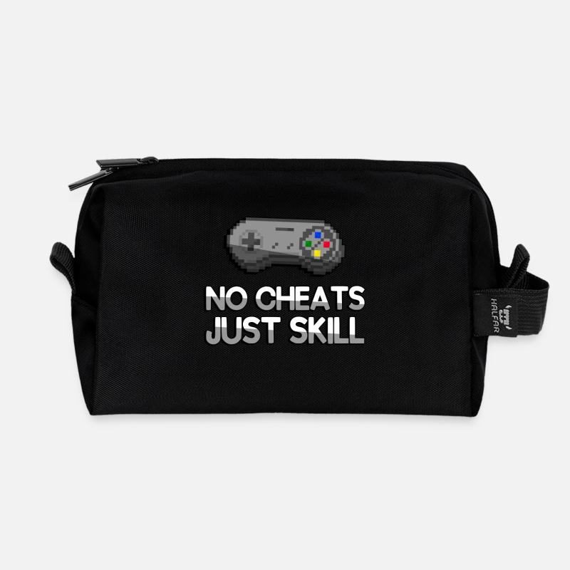 NO CHEATS JUST SKILL + SNES Controller - Gaming - Recycelte Kulturtasche - Schwarz
