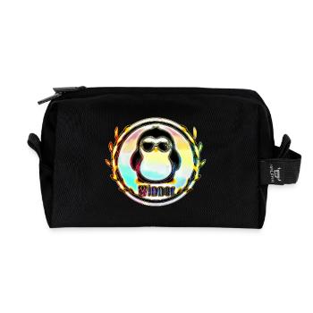 Sieger Pinguin Abzeichen - Recycelte Kulturtasche - Schwarz - Vorne