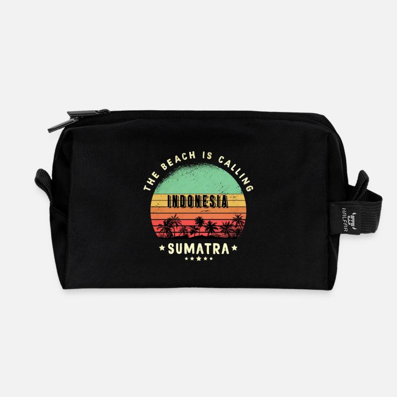 Sumatra Indonesien Strand Design - Recycelte Kulturtasche - Schwarz
