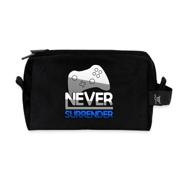 NEVER SURRENDER (Blau) + Controller - Gaming - Recycelte Kulturtasche - Schwarz - Vorne