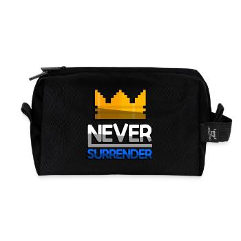 NEVER SURRENDER (Blau) + King Crown - Gaming - Recycelte Kulturtasche - Schwarz - Vorne