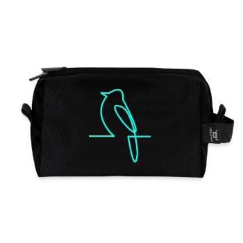 Neon bird on the branch - Recycled Toiletry Zip Bag - black - Front