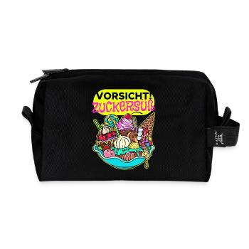 Süßigkeiten Schokolade Statement Nachspeise Bonbon - Recycelte Kulturtasche - Schwarz - Vorne