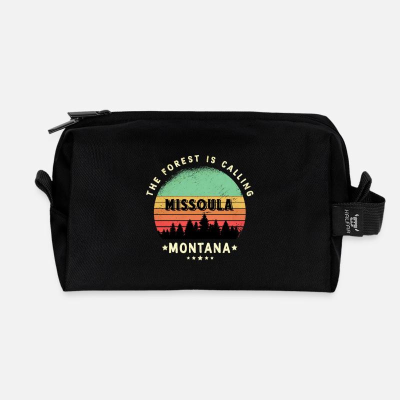 Missoula Montana Wald Design - Recycelte Kulturtasche - Schwarz