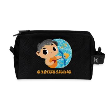 Zodiac sign Sagittarius - Recycled Toiletry Zip Bag - black - Front