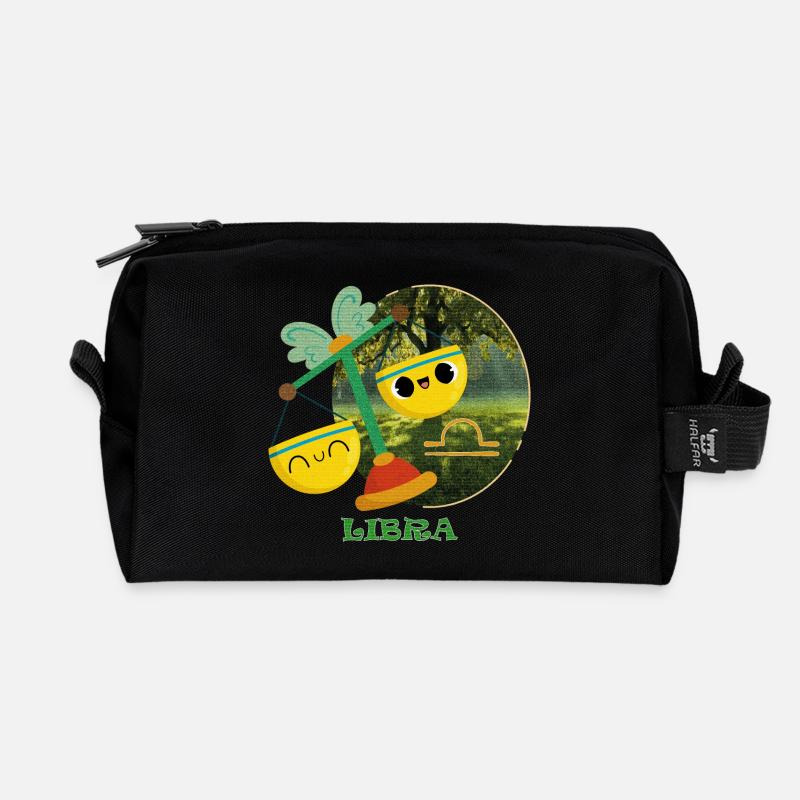 Kawaii Waage Sternzeichen Illustration - Recycelte Kulturtasche - Schwarz