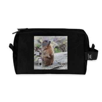 Murmeltier auf Wache 2 - Alpen Wildlife Motiv - Recycelte Kulturtasche - Schwarz - Vorne