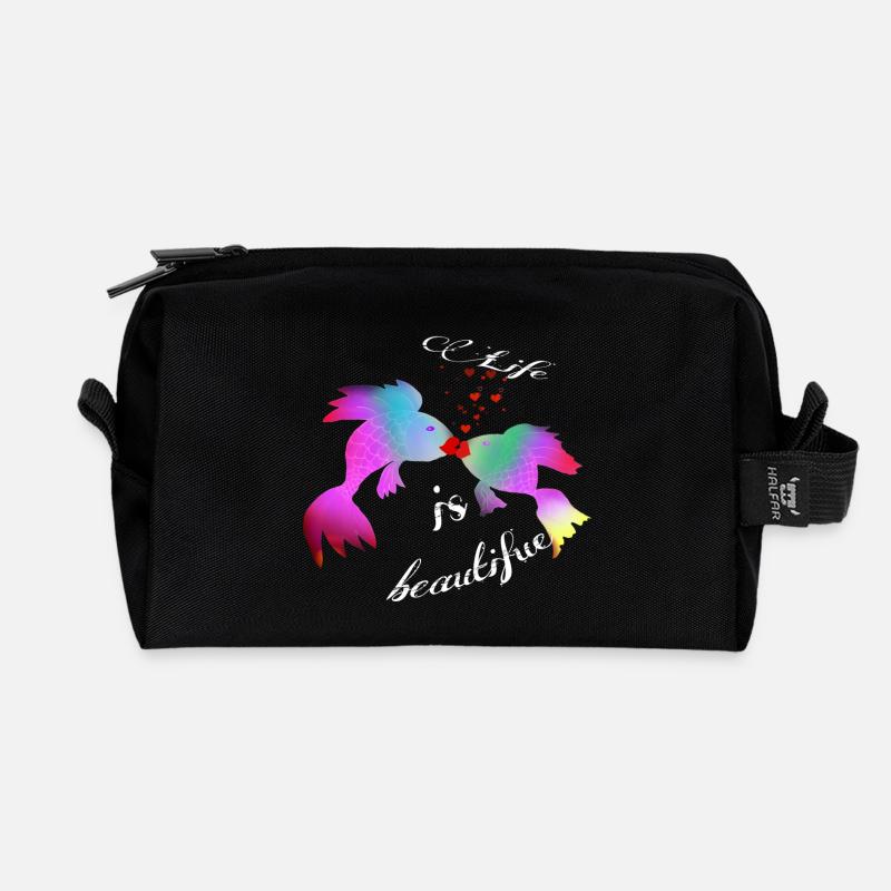Life is beautifue - Recycelte Kulturtasche - Schwarz