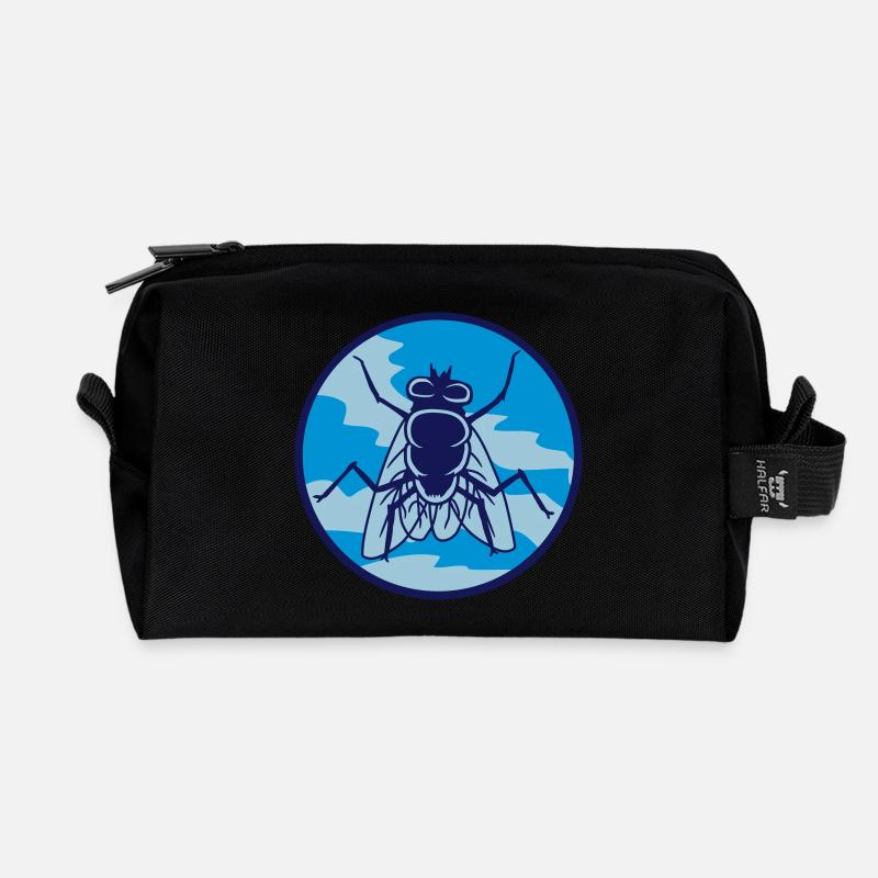 Kreis Stubenfliege kleine Hausfliege - Recycelte Kulturtasche - Schwarz
