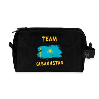 Drapeaux de l'équipe du Kazakhstan - Trousse de toilette en tissu recyclé - noir - Devant