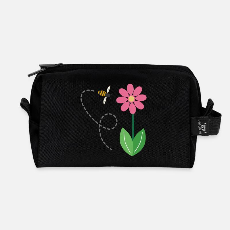 Die Blume und die Biene - Recycelte Kulturtasche - Schwarz