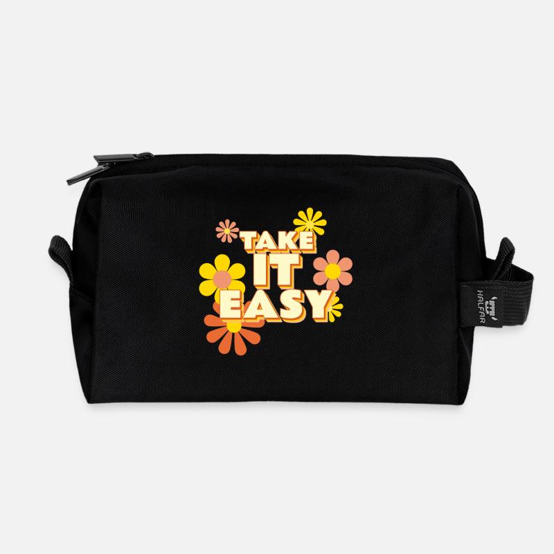 Take it Easy - Recycelte Kulturtasche - Schwarz
