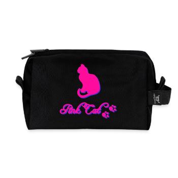 Pink cat, Tier tatzen, silhouetten - Recycelte Kulturtasche - Schwarz - Vorne