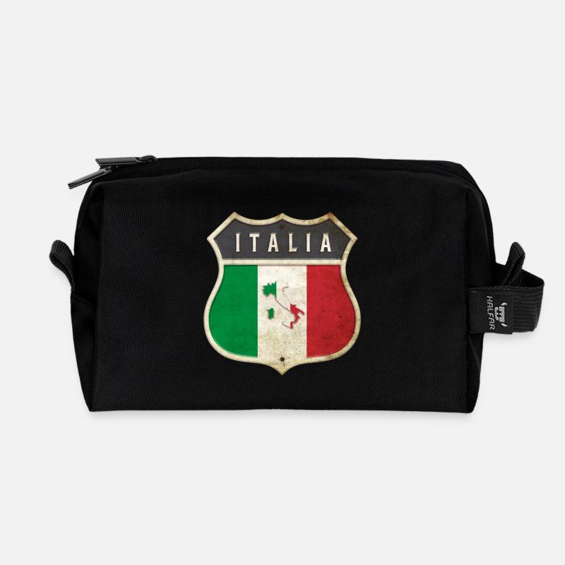 Italien Wappen Flaggen Design - Recycelte Kulturtasche - Schwarz