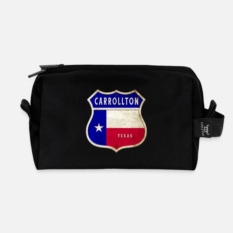Carrollton Texas Wappen Flaggen Design - Recycelte Kulturtasche - Schwarz
