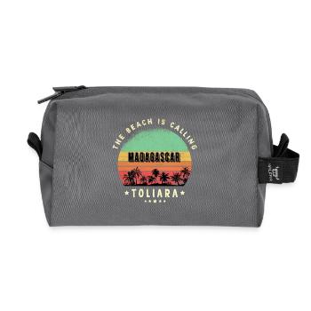 Toliara Madagascar beach design - Recycled Toiletry Zip Bag - anthracite - Front