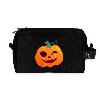 Kürbis Winker Halloween Cartoon - Recycelte Kulturtasche - Schwarz - Vorne