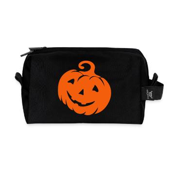 Pumpkin face - scary Halloween costume - Recycled Toiletry Zip Bag - black - Front