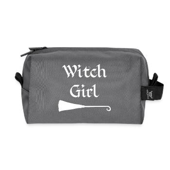 sprüche, Hexenbesen, Halloween Outfit, Tochter - Recycelte Kulturtasche - Anthrazit - Vorne