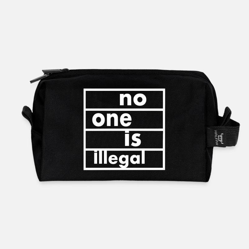 No one is illegal - Recycled Toiletry Zip Bag - black
