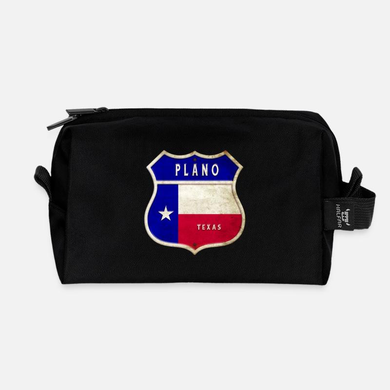 Plano Texas Wappen Flaggen Design - Recycelte Kulturtasche - Schwarz