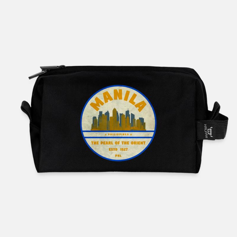 Manila Skyline – Perle des Orients - Recycelte Kulturtasche - Schwarz