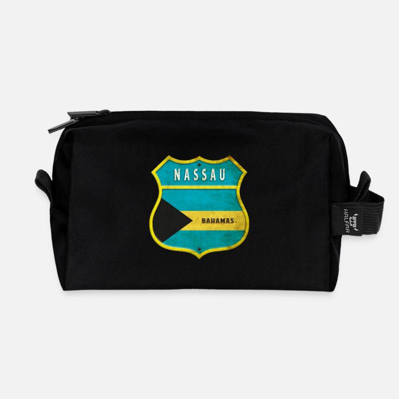 Nassau Bahamas Flaggen Wappen Design - Recycelte Kulturtasche - Schwarz