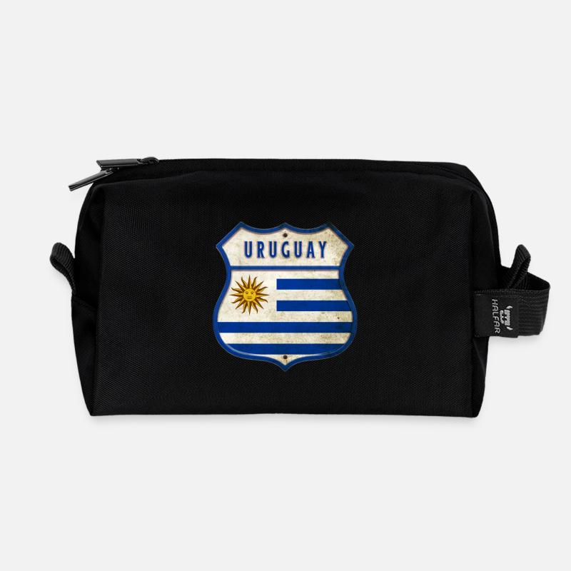 Uruguay Flaggen Wappen Design - Recycelte Kulturtasche - Schwarz