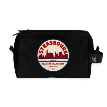 Strasbourg Vintage City Logo - Recycled Toiletry Zip Bag - black - Front