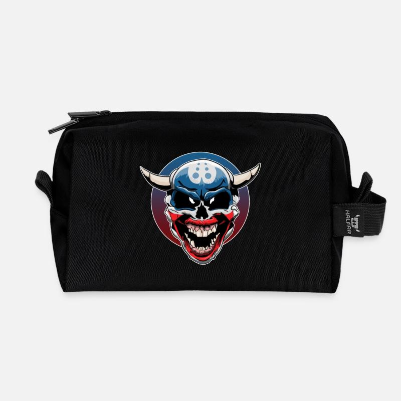 Böser Clownschädel mit dämonischem Lachen - Recycelte Kulturtasche - Schwarz