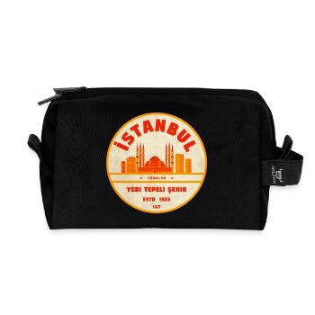 Emblème rétro Istanbul Skyline - Trousse de toilette en tissu recyclé - noir - Devant