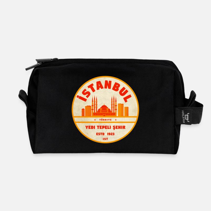 Istanbul Skyline Retro-Abzeichen - Recycelte Kulturtasche - Schwarz