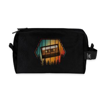 VINTAGE TAPE CASSETTE - Recycled Toiletry Zip Bag - black - Front
