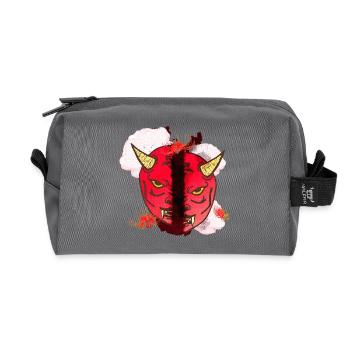 spinnen lilien, oni maske hälften - Recycelte Kulturtasche - Anthrazit - Vorne