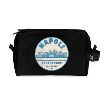 Napoli Skyline Badge - Recycled Toiletry Zip Bag - black - Front