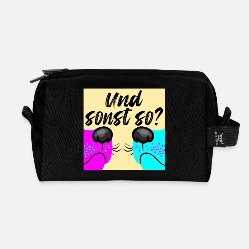 Hunde Gassi Gespräche - Hundewelpen lustig - Recycelte Kulturtasche - Schwarz