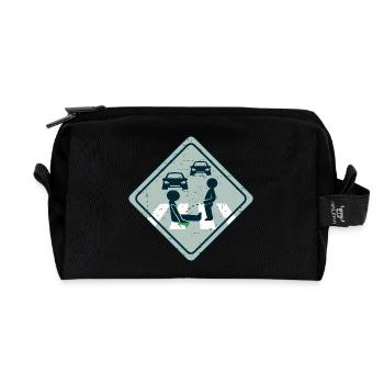 Climate activist road gluing - Recycled Toiletry Zip Bag - black - Front