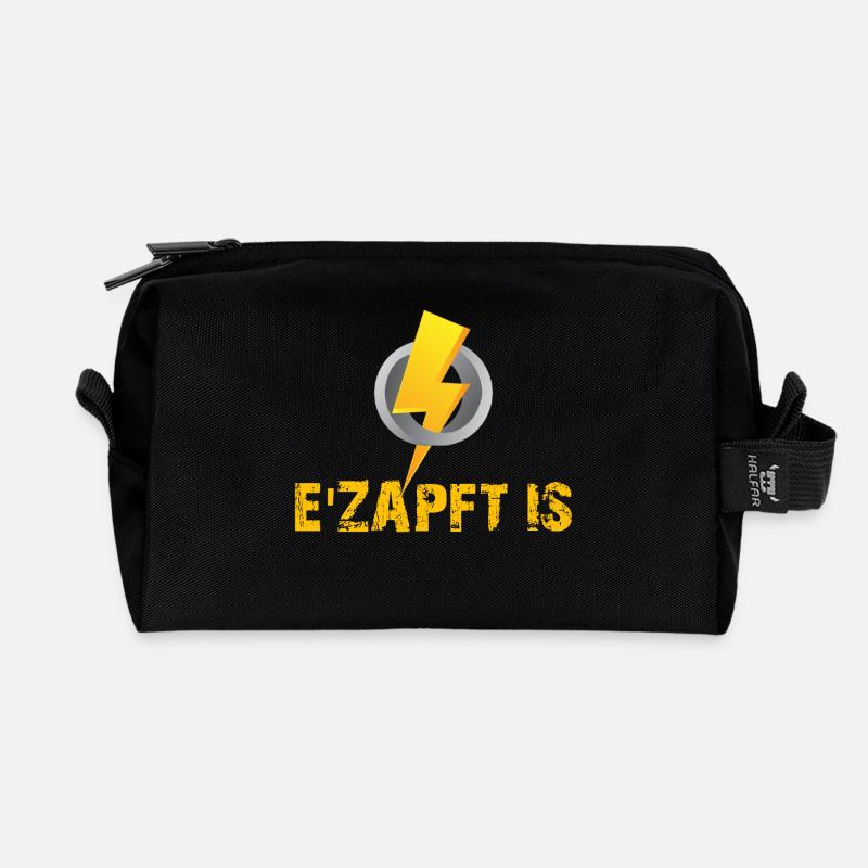 Elektrisierende Blitz-Design für Kleidung - Recycelte Kulturtasche - Schwarz