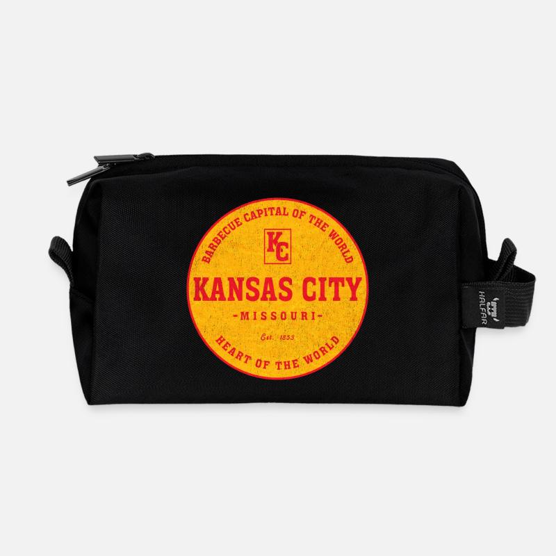 Kansas City BBQ Emblem Kreis - Recycelte Kulturtasche - Schwarz