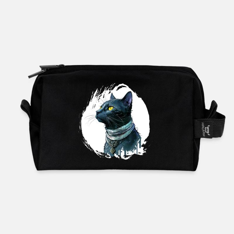 Chat noir avec éclaboussure - Trousse de toilette en tissu recyclé - noir