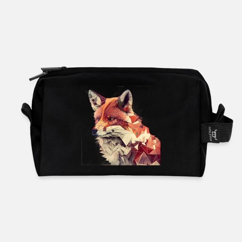 Fuchs - Geometrisches Tier Print - Recycelte Kulturtasche - Schwarz