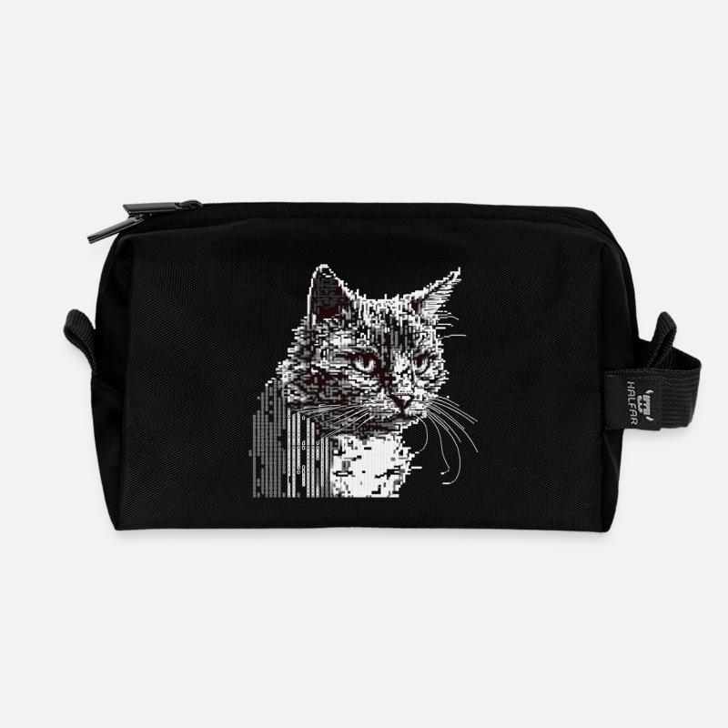 ASCII Cat - Recycelte Kulturtasche - Schwarz