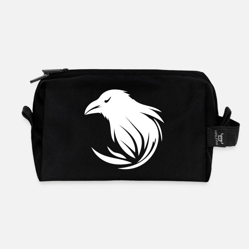 Raffinierter clever schlauer Rabe - Recycelte Kulturtasche - Schwarz