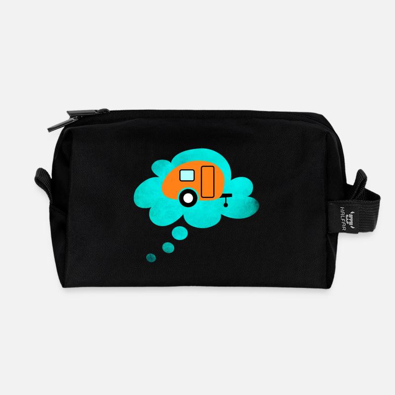 Caravan Wolke Denkblase Camping Retro Wohnwagen - Recycelte Kulturtasche - Schwarz