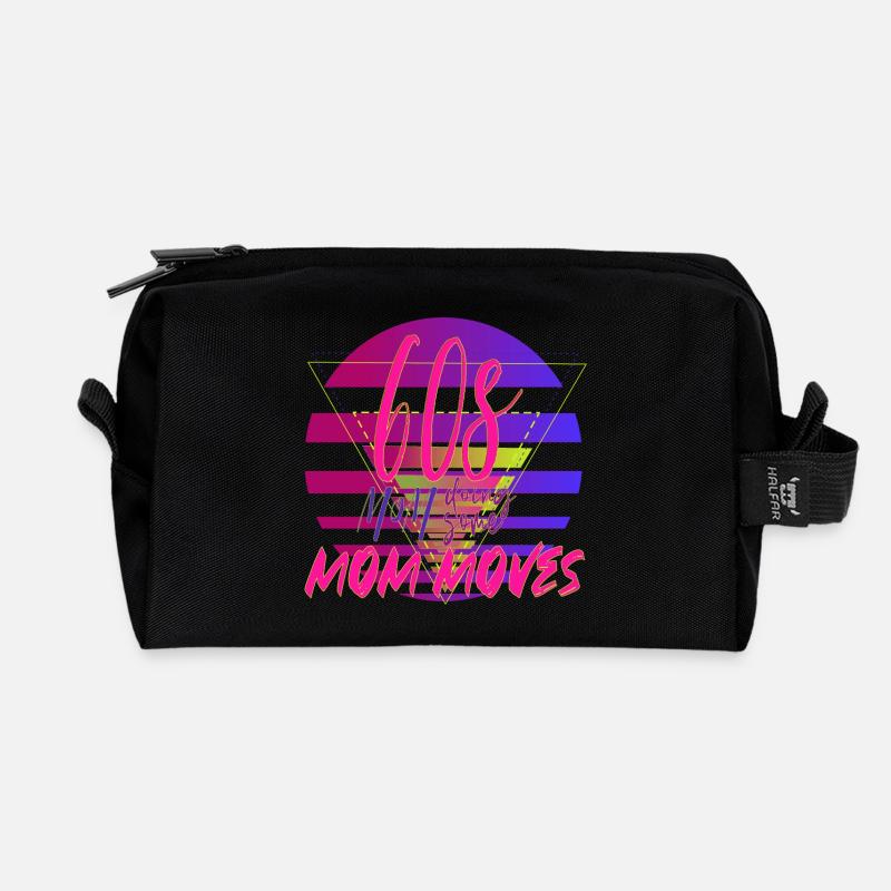 60s Mom Moves Retro Neon Design - Recycelte Kulturtasche - Schwarz