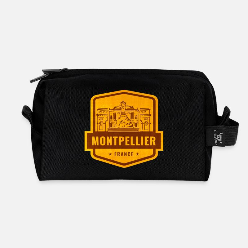 Montpellier Vintage Badge Frankreich - Recycelte Kulturtasche - Schwarz
