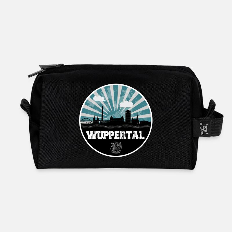 Wuppertal Blue Hour Skyline - Recycelte Kulturtasche - Schwarz