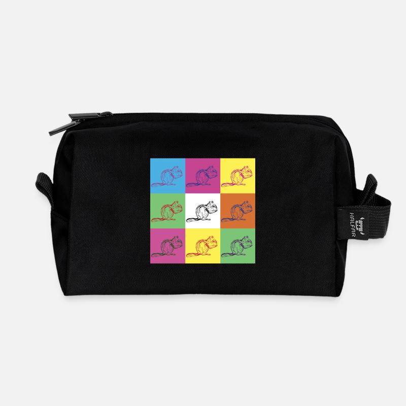 Eichhörnchen Design - Recycelte Kulturtasche - Schwarz