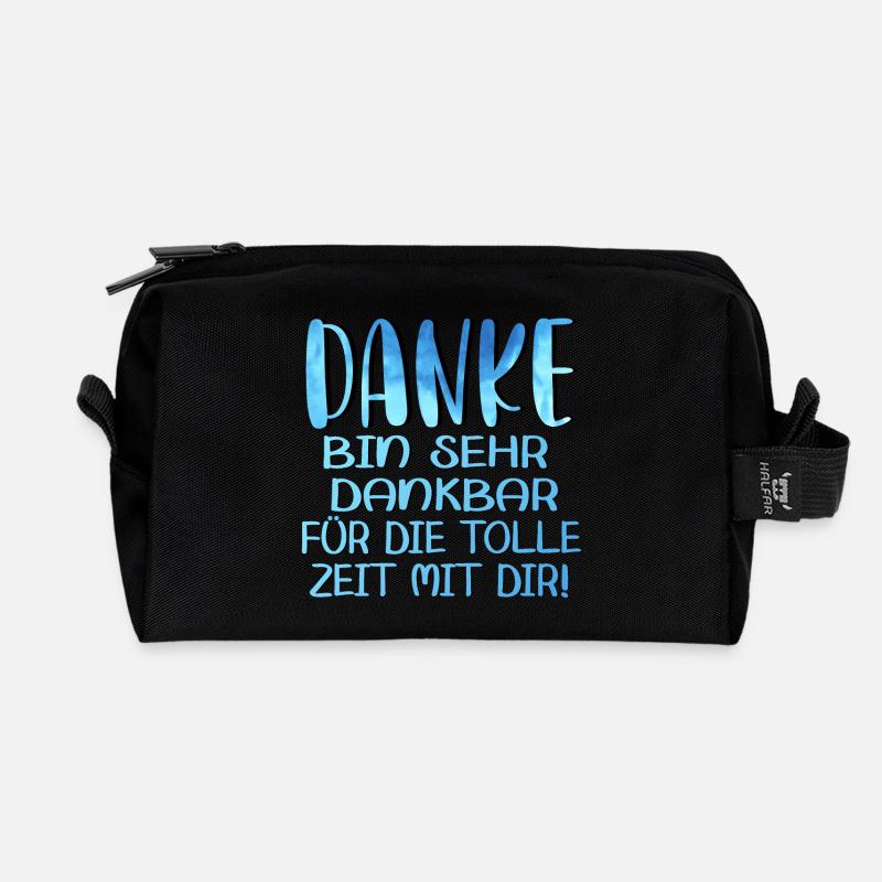Abschiedsgeschenke - TOLLE ZEIT MIT DIR SPRÜCHE - Recycelte Kulturtasche - Schwarz