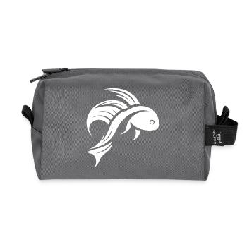 Fight Fish Portrait Tattoo - Recycled Toiletry Zip Bag - anthracite - Front
